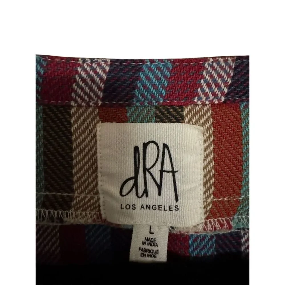 Anthropologie Women's Plaid Fringe Ruffle Tunic Blouse Size L Multicolor - Picture 3 of 8